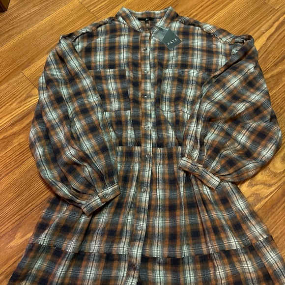Fate Dresses & Skirts - Fate Brown Plaid Long Sleeve Dress